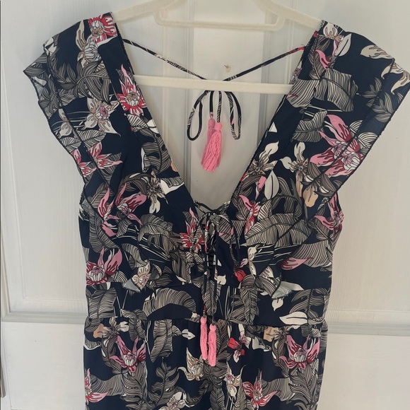 Floral Maxi Dress with Pink Accents and tassels - Picture 3 of 6